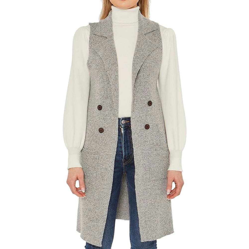 Love Tree Sleeveless Long Sweater Summer Vest Open Front Knit Cardigan Medium